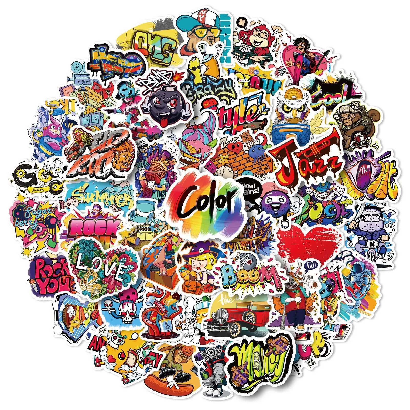 50pcs Street Graffiti Series Funny Luggage Helmet Laptop Personalized Guitar Waterproof Sticker
50pcs Street Graffiti Series Funny Luggage Helmet Laptop Personalized Guitar Waterproof Sticker