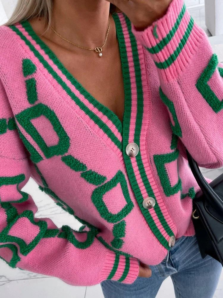 Foridol Women Jacquard Fluffy Pink Geometric Casual Winter Thick Cardigan Knitting Fashion Sweater Warm Tops White Cardigan
Foridol Women Jacquard Fluffy Pink Geometric Casual Winter Thick Cardigan Knitting Fashion Sweater Warm Tops White Cardigan