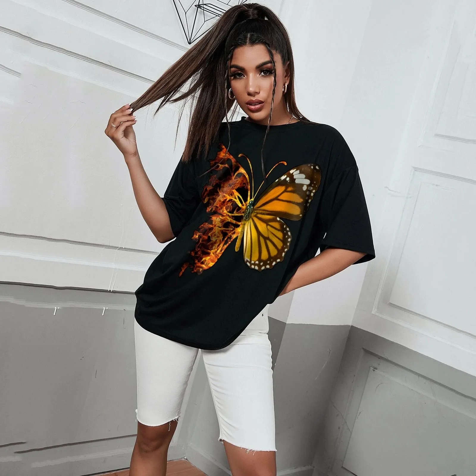 Women Print Drop Shoulder Top Shirts Oversized Short Sleeve Loose Top Shirt Causal Summer Top Blouse Long Sleeve Heat
Women Print Drop Shoulder Top Shirts Oversized Short Sleeve Loose Top Shirt Causal Summer Top Blouse Long Sleeve Heat