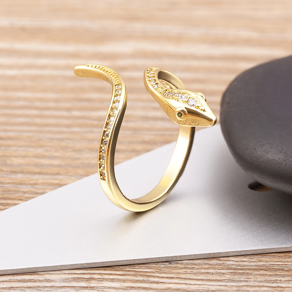 New Fashion Cute Animal Snake Shaped Inlaid Shiny Crystal Zircon Opening Adjustable Gold Plated Ring Creative Jewelry Party Gift
New Fashion Cute Animal Snake Shaped Inlaid Shiny Crystal Zircon Opening Adjustable Gold Plated Ring Creative Jewelry Party Gift