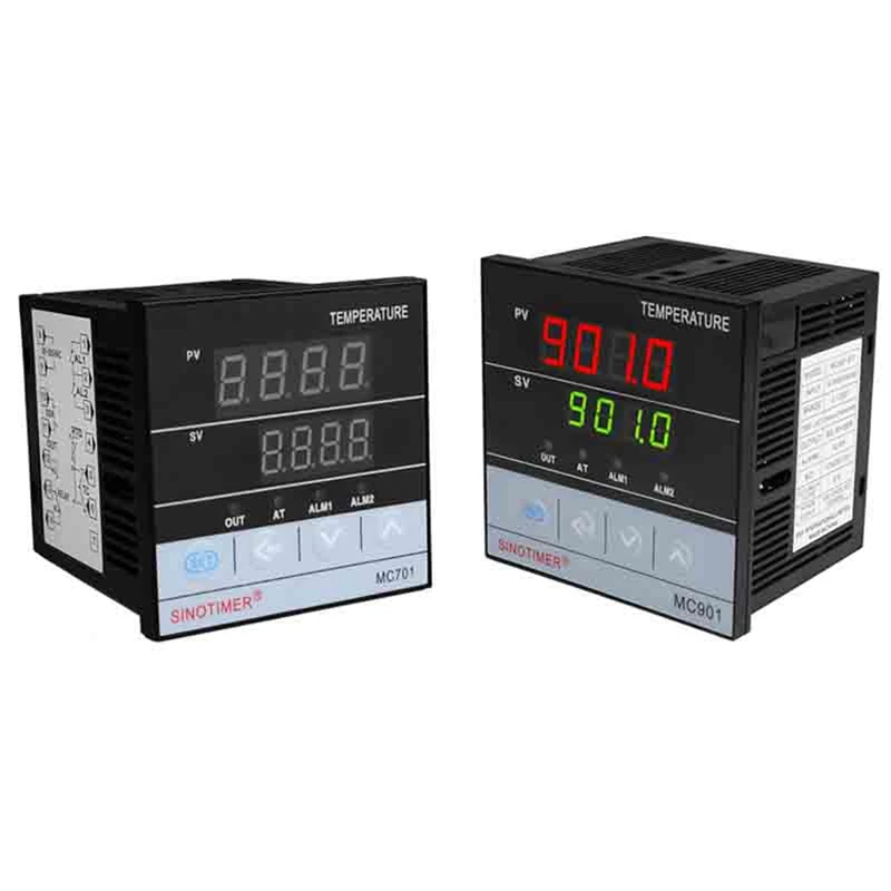 

Цифровой водонепроницаемый ПИД-регулятор температуры SINOTIMER, 2 набора, датчик K-типа PT100, Входное реле SSR-выход, MC901 и MC701