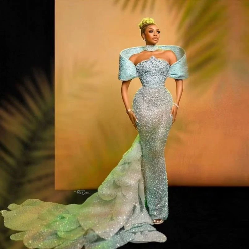 2024 Couture Mint Green Beaded Prom Dresses with Detachable Train 3D Shoulder Unique Evening Dress African Formal Party Gowns
2024 Couture Mint Green Beaded Prom Dresses with Detachable Train 3D Shoulder Unique Evening Dress African Formal Party Gowns