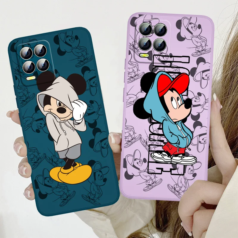 

Mickey Minnie Disney Cute Phone Case For Realme Q3S GT 2 S7 ST S2 C25Y C21Y C11 C17 Narzo 50A 50i 30 20 Liquid Rope Funda Cover