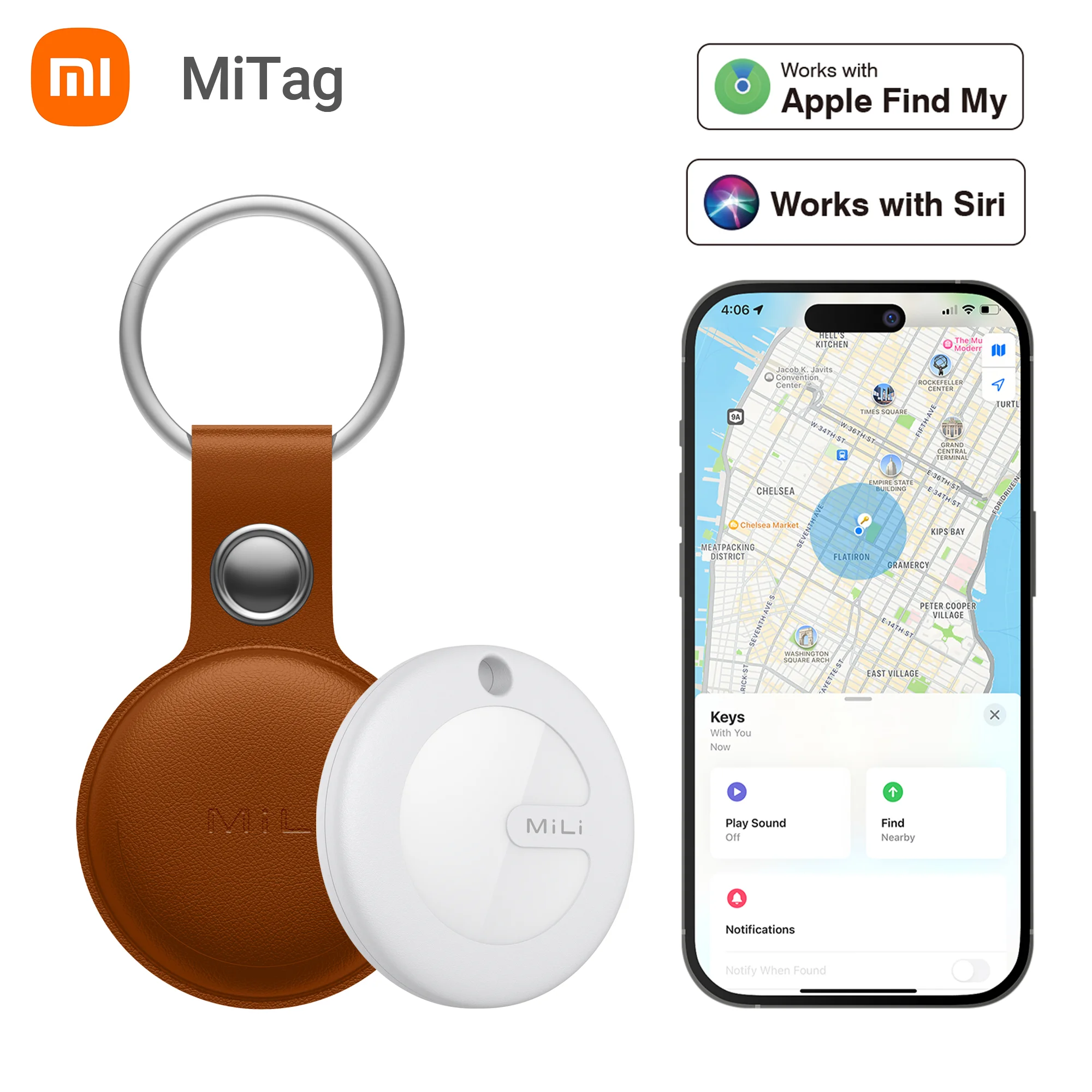 

MiJia mitag Key Finder Item Finders,MFi Certified Bluetooth GPS Locator Tracker Anti-loss Device Works with Apple Find My