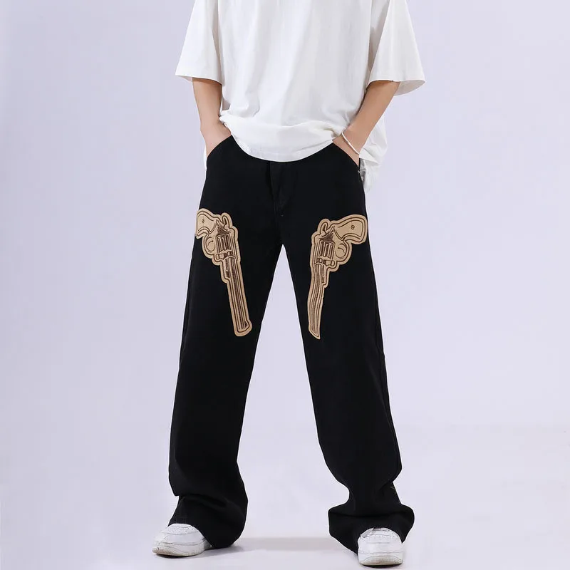 2022 Gun and Stars Embroidery Retro Casual Denim Trousers for Men and Women Straight Harajuku Hip Hop Loose Jeans Pants Oversize
2022 Gun and Stars Embroidery Retro Casual Denim Trousers for Men and Women Straight Harajuku Hip Hop Loose Jeans Pants Oversize