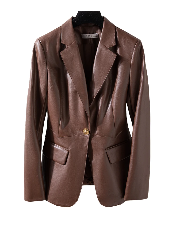 Women Leather Blazer Coat Female Red Coffee Black Long Sleeve Single Button Business Work Wear Jacket Ladies Clothing
Women Leather Blazer Coat Female Red Coffee Black Long Sleeve Single Button Business Work Wear Jacket Ladies Clothing