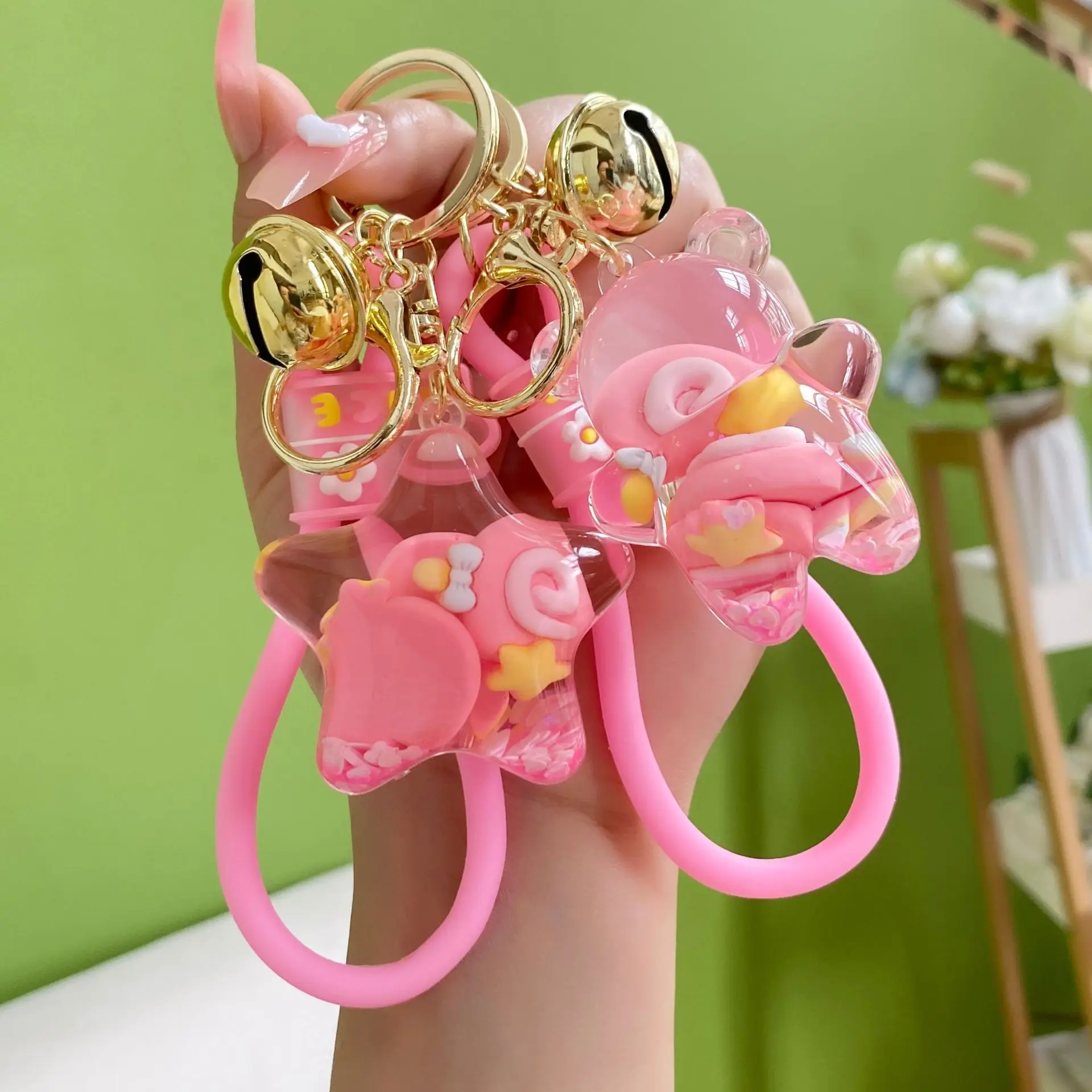 Creative Oil Liquid Pentagram Milk Bottle Keychain Quicksand Acrylic Floating Bear Keyring Pendant Women Bag Key Chains Gifts
Creative Oil Liquid Pentagram Milk Bottle Keychain Quicksand Acrylic Floating Bear Keyring Pendant Women Bag Key Chains Gifts