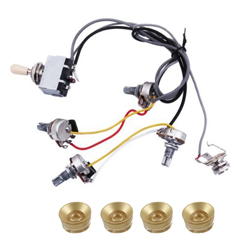 Guitar Wiring Harness Prewired 2 Volumes 2 Tones 4-500K Pots For LP Guitar & 4 Pcs Electric Guitar Control Speed Knobs
Guitar Wiring Harness Prewired 2 Volumes 2 Tones 4-500K Pots For LP Guitar & 4 Pcs Electric Guitar Control Speed Knobs