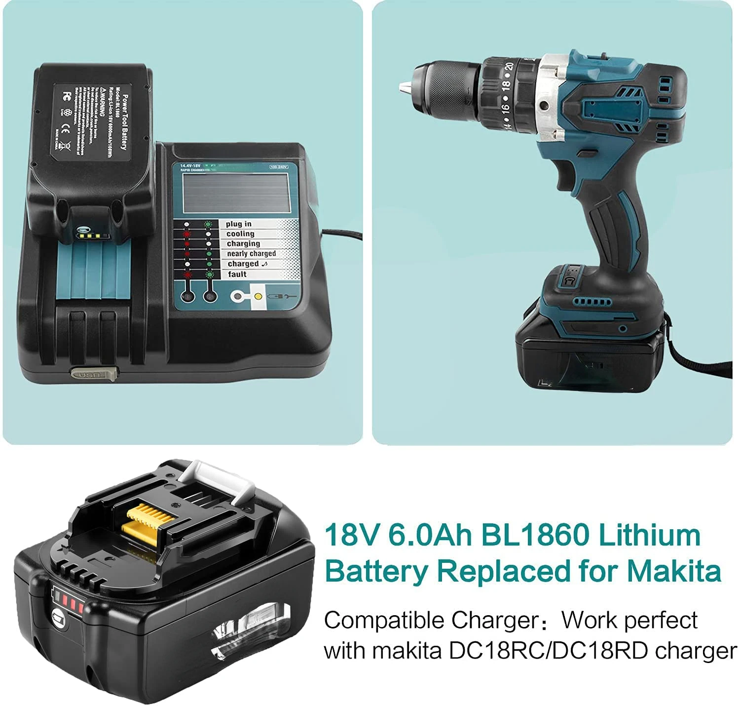 Local delivery For Makita 18V 6000mAh Rechargeable Power Tools Battery with LED Li-ion Replacement LXT BL1860B BL1860+charger
Local delivery For Makita 18V 6000mAh Rechargeable Power Tools Battery with LED Li-ion Replacement LXT BL1860B BL1860+charger