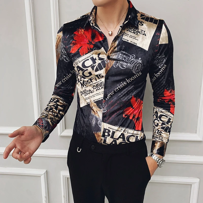 Velour Mens Long Sleeve Shirts Fashion Winter Party Social Shirt Men Luxury Print Casual Slim Fit Shirts Dress Camisas Hombre
Velour Mens Long Sleeve Shirts Fashion Winter Party Social Shirt Men Luxury Print Casual Slim Fit Shirts Dress Camisas Hombre