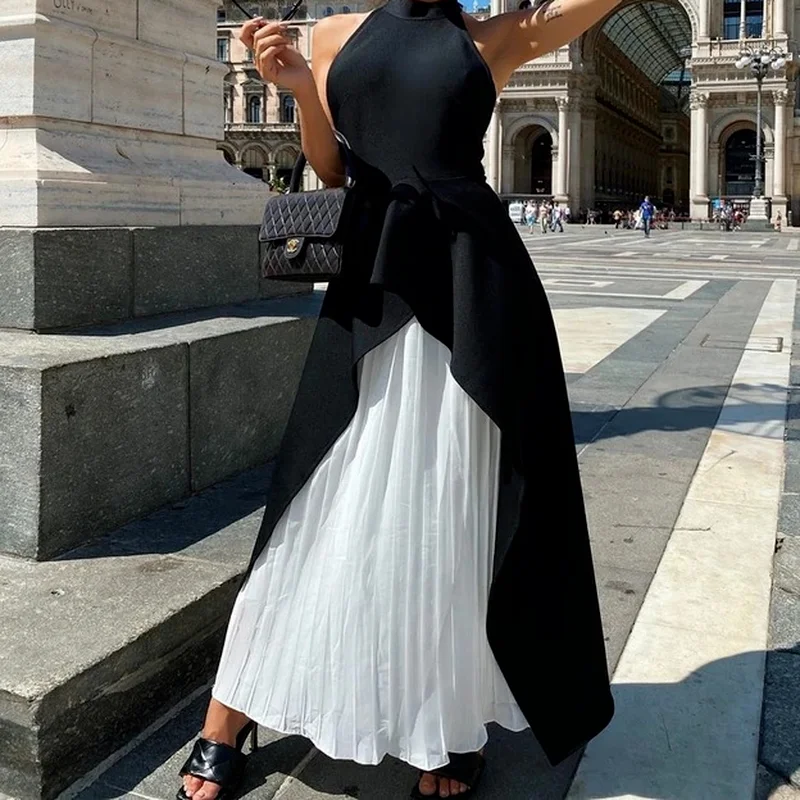 Women's Summer New Style Vestidos De Mujer Halter Tight Bandage Sexy Sleeveless Halter Neck Waist Dress Stitching Long Skirt
Women's Summer New Style Vestidos De Mujer Halter Tight Bandage Sexy Sleeveless Halter Neck Waist Dress Stitching Long Skirt