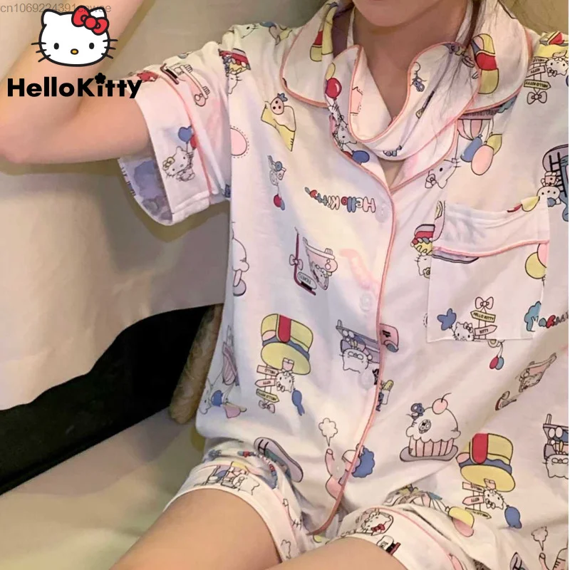 Женская летняя пижама в стиле Kawaii, аниме, пижама с коротким рукавом, шорты, комплекты Y2k, Корейская домашняя одежда
Женская летняя пижама в стиле Kawaii, аниме, пижама с коротким рукавом, шорты, комплекты Y2k, Корейская домашняя одежда