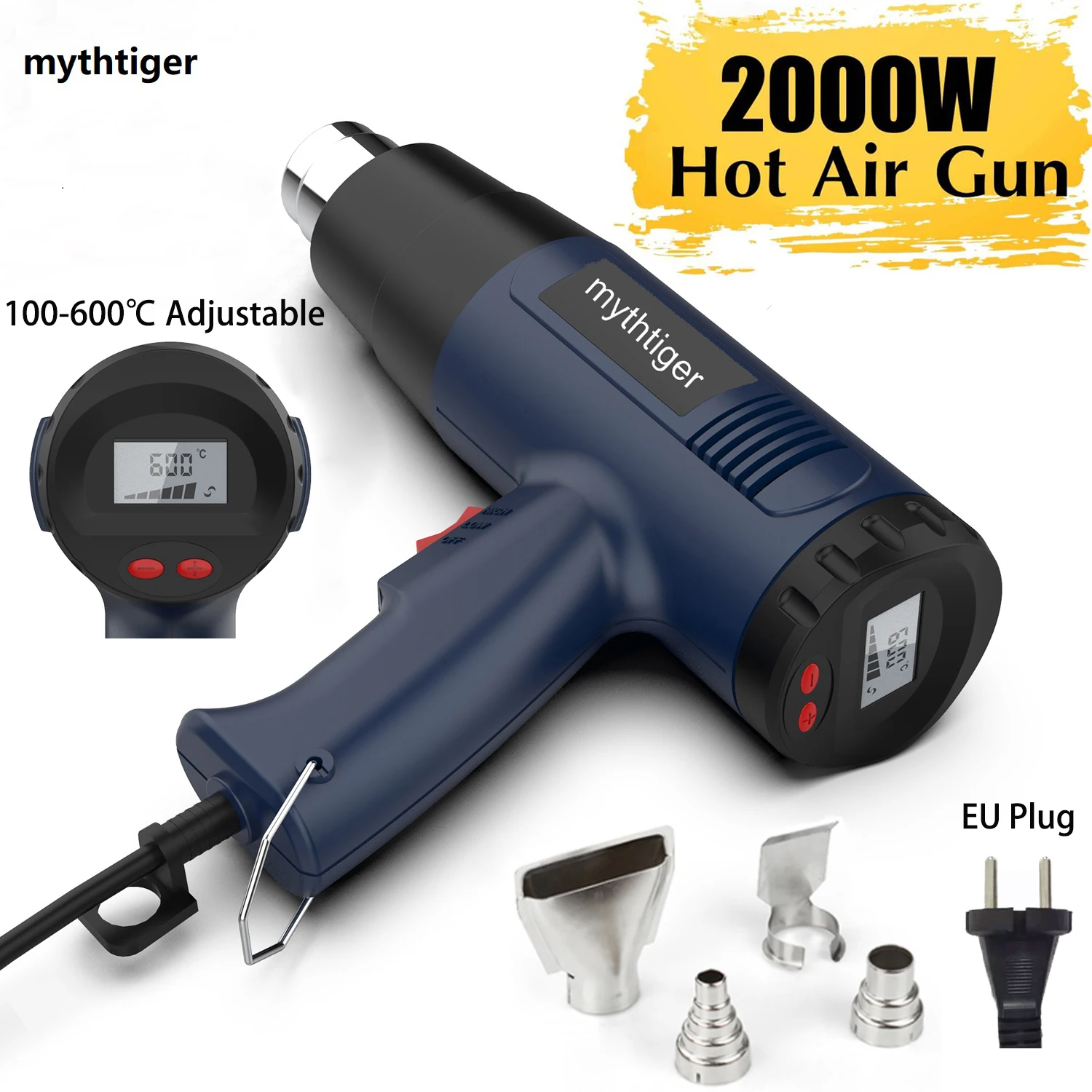 2000W Heat Gun 220V EU Plug Industrial Electric Hot Air Gun Shrink Wrapping Air Dryer For Soldering Thermoregulator
2000W Heat Gun 220V EU Plug Industrial Electric Hot Air Gun Shrink Wrapping Air Dryer For Soldering Thermoregulator