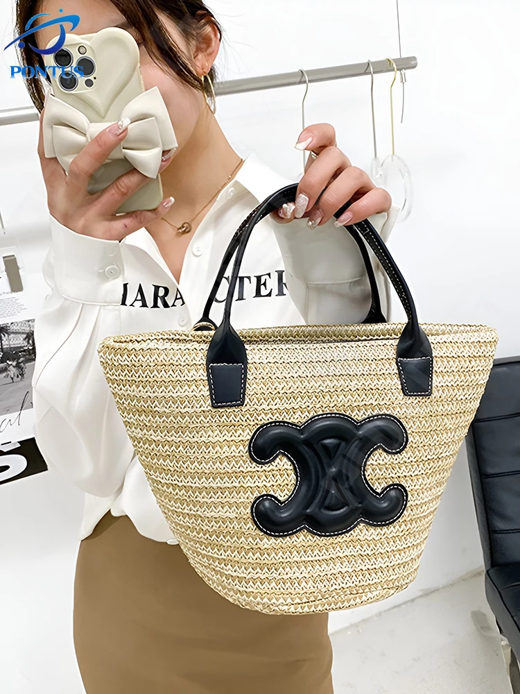 Summer Woven Vegetable Basket Bag Arc De Triomphe Straw Bucket Bag Luxury Fashion Handbag Shoulder Messenger Bags for Women Girl
Summer Woven Vegetable Basket Bag Arc De Triomphe Straw Bucket Bag Luxury Fashion Handbag Shoulder Messenger Bags for Women Girl
