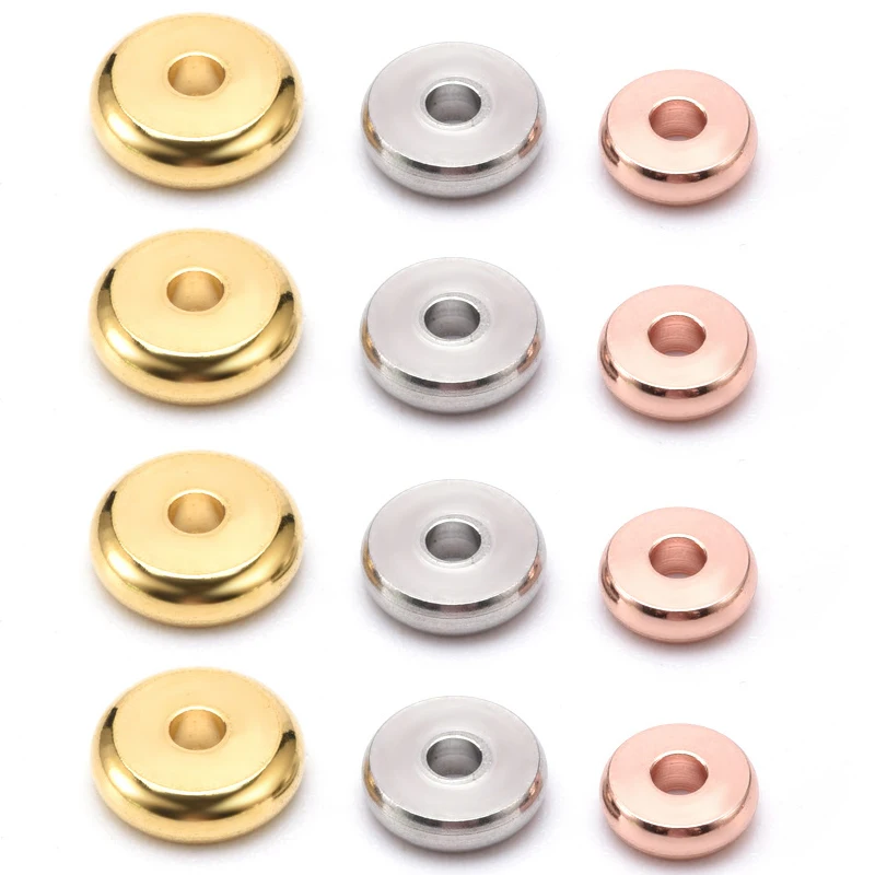 100Pcs/lot Flat Spacer Beads for Jewelry Making Bulk Gold Silver Color Rose Gold Stainless Steel Diy Bracelet Metal Charms
100Pcs/lot Flat Spacer Beads for Jewelry Making Bulk Gold Silver Color Rose Gold Stainless Steel Diy Bracelet Metal Charms