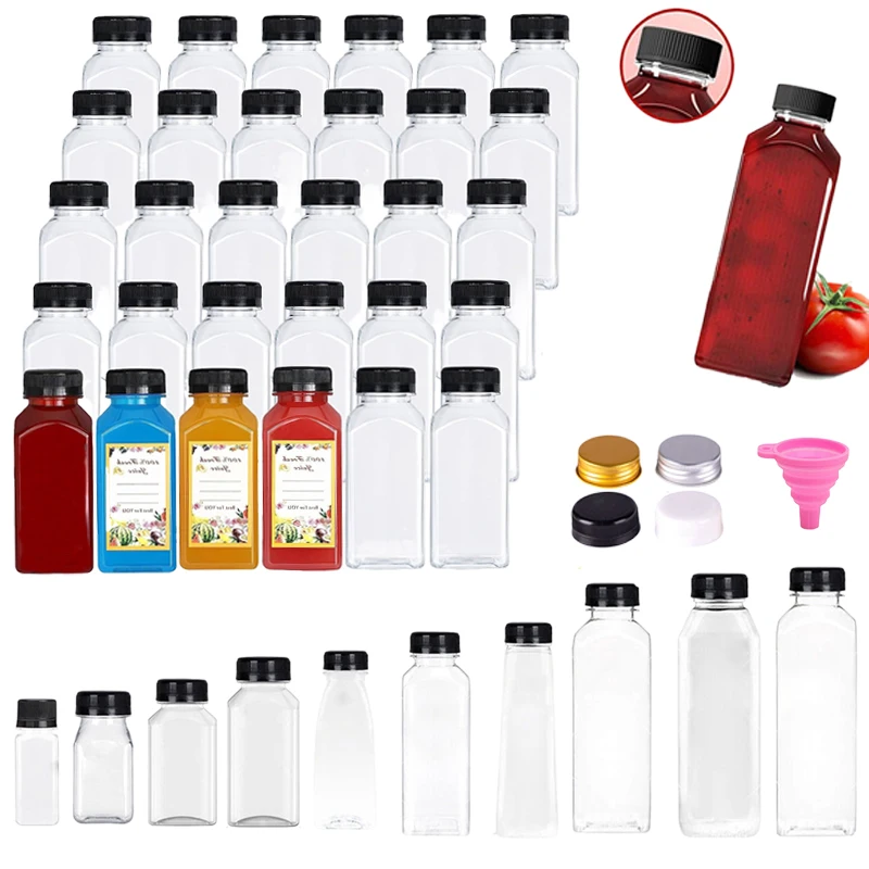 10pcs 60-500ML Clear Empty Plastic Juice Bottle with Caps W/ Funnel Disposable Juice Drink Container for Making Juicing Smoothie
10pcs 60-500ML Clear Empty Plastic Juice Bottle with Caps W/ Funnel Disposable Juice Drink Container for Making Juicing Smoothie