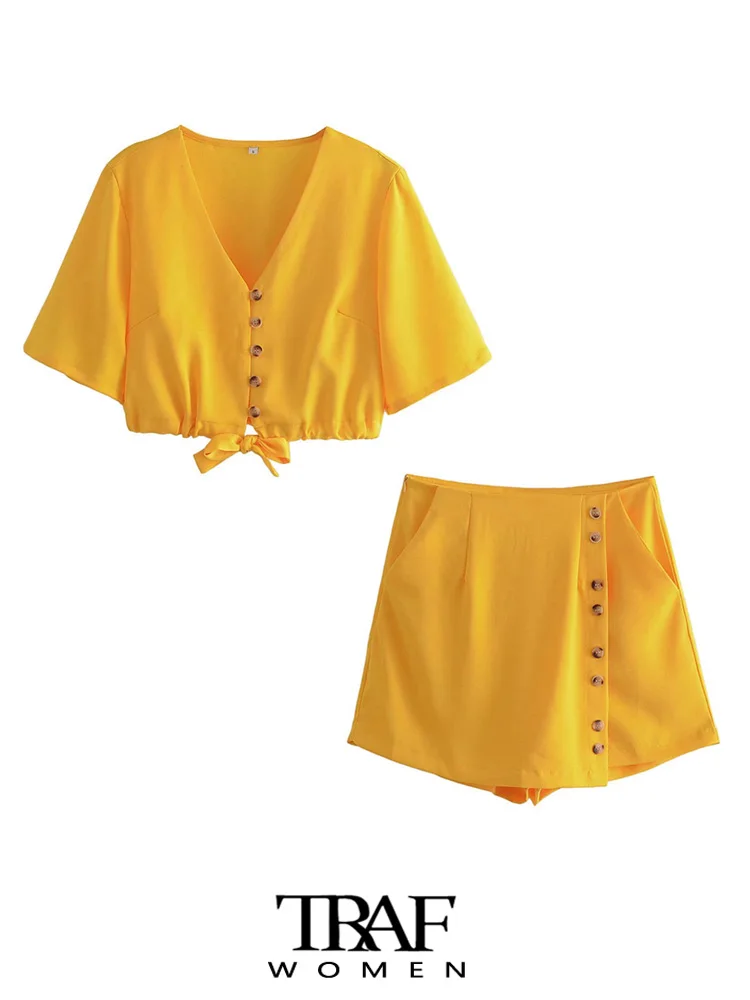 Юбка-шорты женская с завязкой на пуговицах и высокой талией
Юбка-шорты женская с завязкой на пуговицах и высокой талией