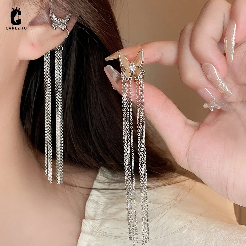Light Luxury Non Pierced Zircon Butterfly Long Chain Tassel Earbone Clip Earrings for Women Fashion Versatile Party Jewelry
Light Luxury Non Pierced Zircon Butterfly Long Chain Tassel Earbone Clip Earrings for Women Fashion Versatile Party Jewelry
