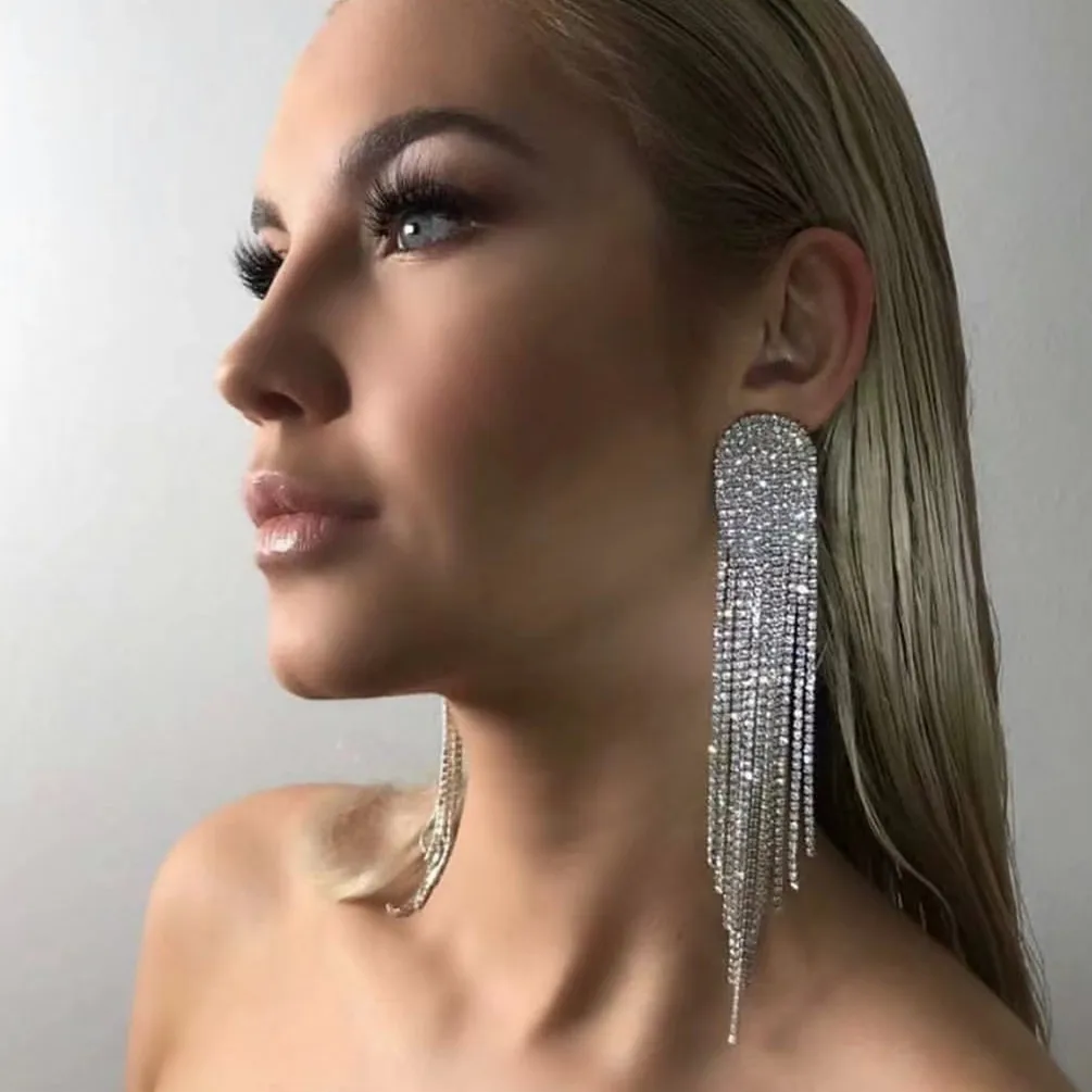 New Trend Shiny Rhinestone Tassel Claw Chain Women's Earrings Dinner Wedding Fashion Jewelry Accessories
New Trend Shiny Rhinestone Tassel Claw Chain Women's Earrings Dinner Wedding Fashion Jewelry Accessories