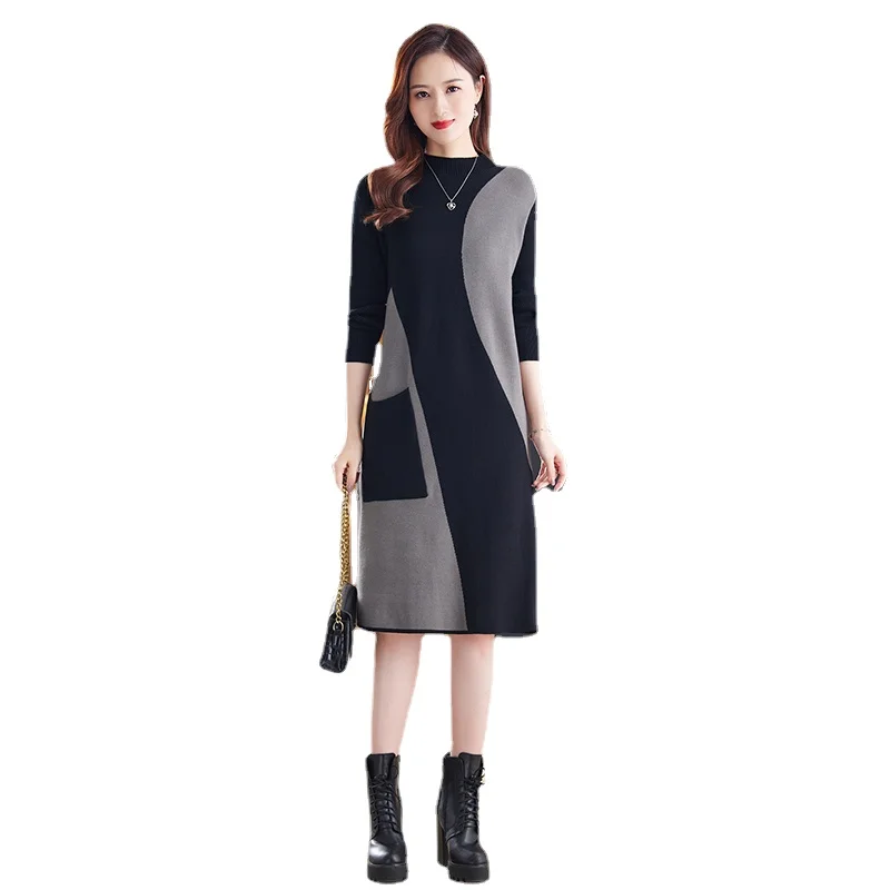 Autumn Winter Black Knitted Print Midi Dress Women Luxury Chic Long Sleeve Casual Dress 2023 Korean Vintage Sweater Party Dress
Autumn Winter Black Knitted Print Midi Dress Women Luxury Chic Long Sleeve Casual Dress 2023 Korean Vintage Sweater Party Dress
