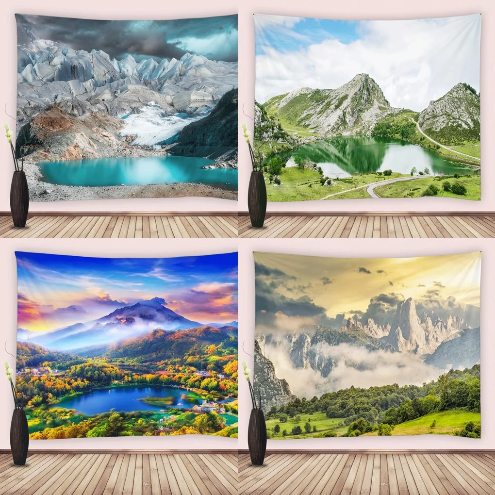 

Landscape Tapestry Lake Mountain Scenery Rock Sky Outdoor Forest Wall Hanging Tapestries for Bedroom Living Room Dorm Decor Home
