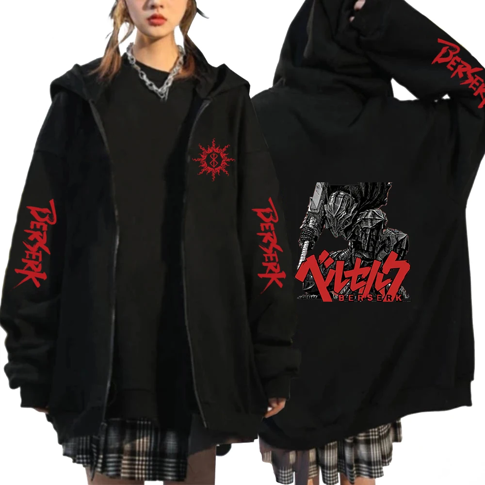 

Berserk Guts Jackets Coat Zip Up Hoodies Harajuku Manga Anime Hoodies Loog Sleeve Pullovers Hip Pop Vintage Sweatshirts Clothes