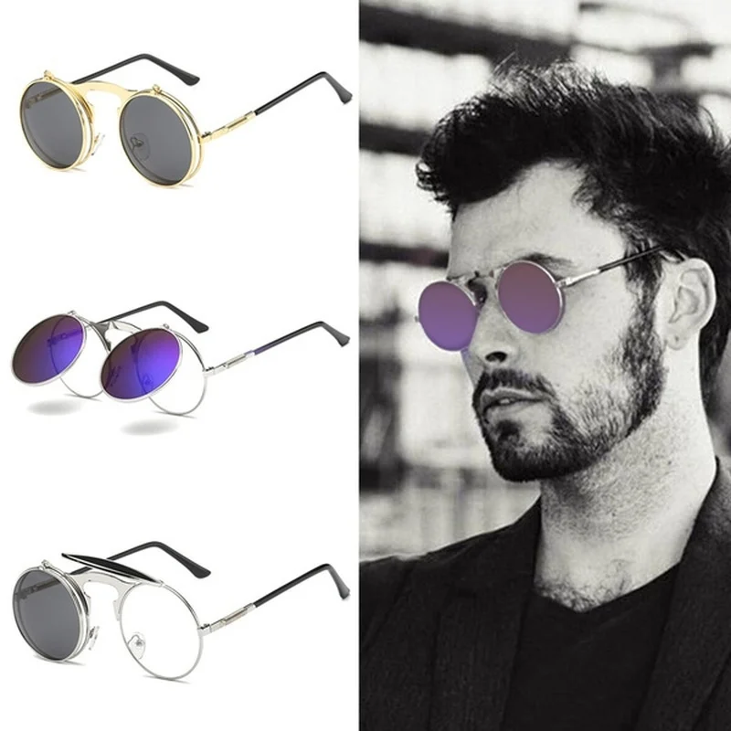 Punk Flip Steampunk Sunglasses Double Spring Leg Glasses Men Brand Designer Round Punk Eyewear Gothic Style Products Women UV400
Punk Flip Steampunk Sunglasses Double Spring Leg Glasses Men Brand Designer Round Punk Eyewear Gothic Style Products Women UV400