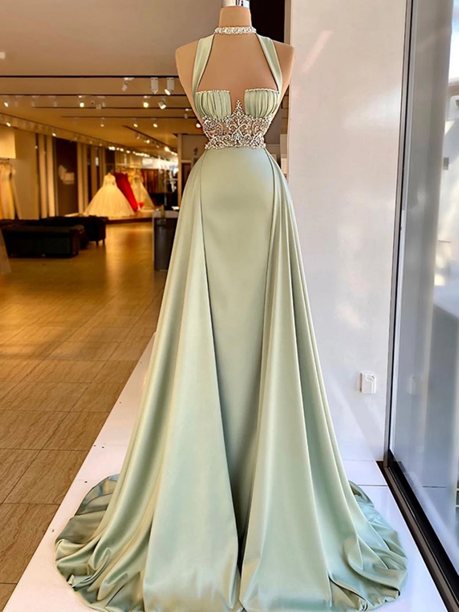 LOVERKISS Arabic Green Mermaid Evening Dress Elegant Sleeveless Halter Neck Soft Satin Beading Prom Dresses Long Party Gown
LOVERKISS Arabic Green Mermaid Evening Dress Elegant Sleeveless Halter Neck Soft Satin Beading Prom Dresses Long Party Gown