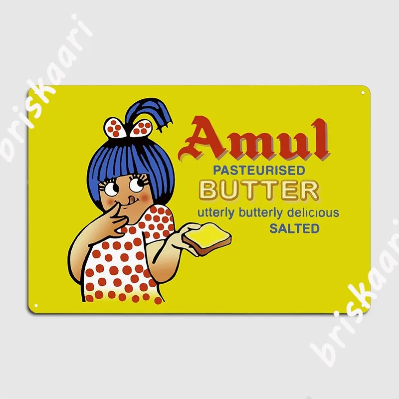 

Amul Butter Iconic Indian Food Design Poster Metal Plaque Vintage Wall Decor Pub Garage Tin Sign Posters