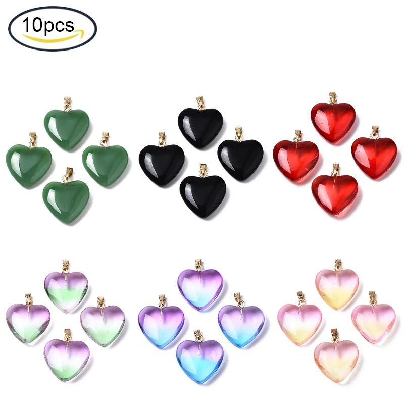 10PC Transparent Spray Painted Glass Pendants with Golden Plated Iron Bails Heart Red 22x20.5x7mm Hole: 6x2mm
10PC Transparent Spray Painted Glass Pendants with Golden Plated Iron Bails Heart Red 22x20.5x7mm Hole: 6x2mm