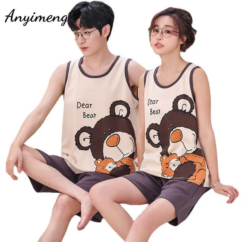 New Summer Soft Cotton Cartoon Bear Printing Pajamas for Couple Fashion Sleeveless Sleepwear for Lovers O-neck Couple Pijamas
New Summer Soft Cotton Cartoon Bear Printing Pajamas for Couple Fashion Sleeveless Sleepwear for Lovers O-neck Couple Pijamas