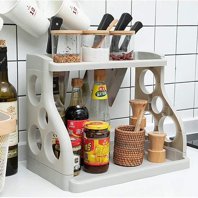 Стеллаж для приправ, кухонный нож и искусство-2-слойный полый напольный Стеллаж с круглым отверстием для вытирания нагрузки 
Стеллаж для приправ, кухонный нож и искусство-2-слойный полый напольный Стеллаж с круглым отверстием для вытирания нагрузки