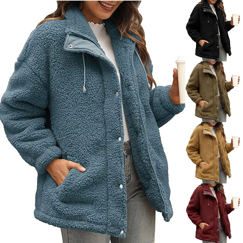 Women's 2022 Fall/Winter Fashion Solid Color Stand Collar Double Sided Plush Jacket Women
Women's 2022 Fall/Winter Fashion Solid Color Stand Collar Double Sided Plush Jacket Women