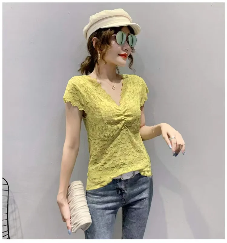New Women Slim Tunic Lace V Neck T-shirt 2021 Sexy Elegant Summer Short Sleeve T Shirt Lace Flower Tops T-shirts
New Women Slim Tunic Lace V Neck T-shirt 2021 Sexy Elegant Summer Short Sleeve T Shirt Lace Flower Tops T-shirts