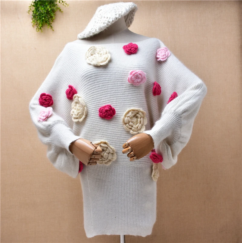 Ladies Women Winter Sweet Pink Vintage Flower Sweater Angora Fur Knitwear Hip-Hugging Long Batwing Sleeves Loose Pullover Dress
Ladies Women Winter Sweet Pink Vintage Flower Sweater Angora Fur Knitwear Hip-Hugging Long Batwing Sleeves Loose Pullover Dress