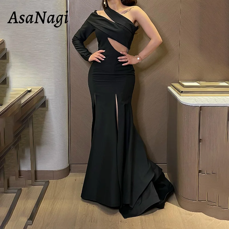 

Женское вечернее платье-Русалка AsaNagi, сексуальное платье с одним открытым плечом и разрезом спереди, официальное платье до пола для выпускного вечера