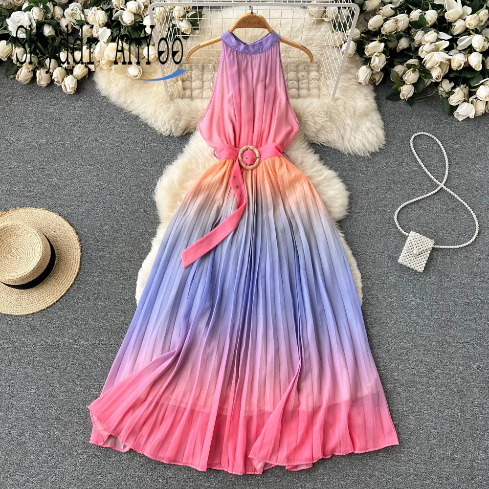 Summer Dresses For Women 2022 Robe Femme Sleeveless Halter Gradient Elegant Long Dress Loose Casual Beach Dress Vestidos
Summer Dresses For Women 2022 Robe Femme Sleeveless Halter Gradient Elegant Long Dress Loose Casual Beach Dress Vestidos