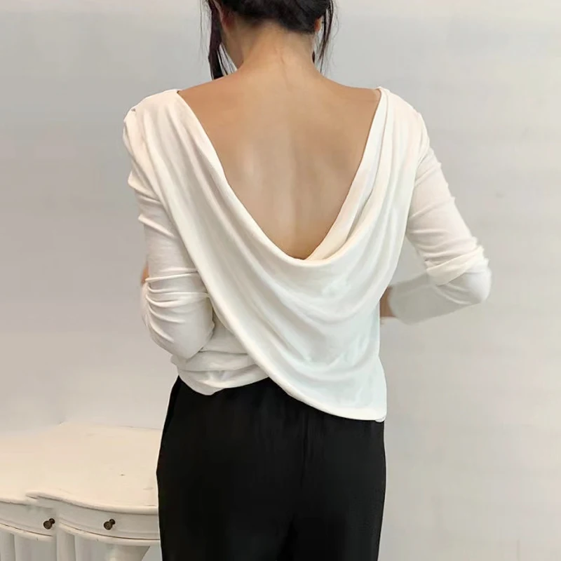 WDMSNA Сексуальная футболка с открытой спиной, женские весенние новые футболки с круглым вырезом для женщин, Топ с длинным рукавом, простая жен... 
WDMSNA Сексуальная футболка с открытой спиной, женские весенние новые футболки с круглым вырезом для женщин, Топ с длинным рукавом, простая жен...