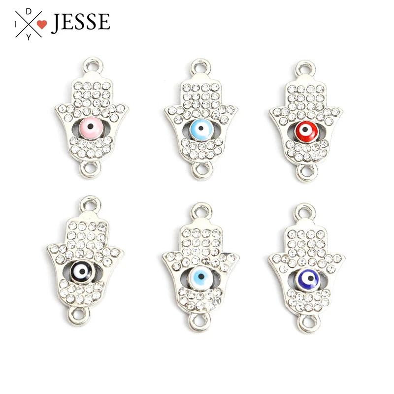 15pcs Hamsa Hand Fatima Enamel Charms Connectors Evil Eye Inlaid Rhinestone Crystal Pendants Findings Lucky Jewelry Accessories
15pcs Hamsa Hand Fatima Enamel Charms Connectors Evil Eye Inlaid Rhinestone Crystal Pendants Findings Lucky Jewelry Accessories