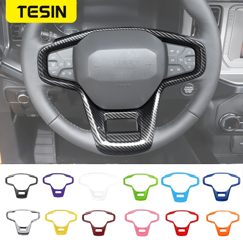 TESIN ABS Carbon Fiber Car Steering Wheel Decoration Cover Trim Stickers For Ford Bronco 2021 2022 Interior Accessories
TESIN ABS Carbon Fiber Car Steering Wheel Decoration Cover Trim Stickers For Ford Bronco 2021 2022 Interior Accessories