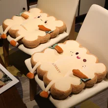 Kawaii Square Toast Sofa Chair Seat Plush Cushion Toy Cute Stuffed Food Round Bread Plushies Pillow Anime Soft Toys Home Decor