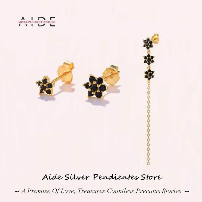 AIDE 3PCS Black Flower Chain Tassle Stud Earrings For Women 925 Sterling Silver Cubic Zirconia Mini Earrings Jewelry Brincos
AIDE 3PCS Black Flower Chain Tassle Stud Earrings For Women 925 Sterling Silver Cubic Zirconia Mini Earrings Jewelry Brincos