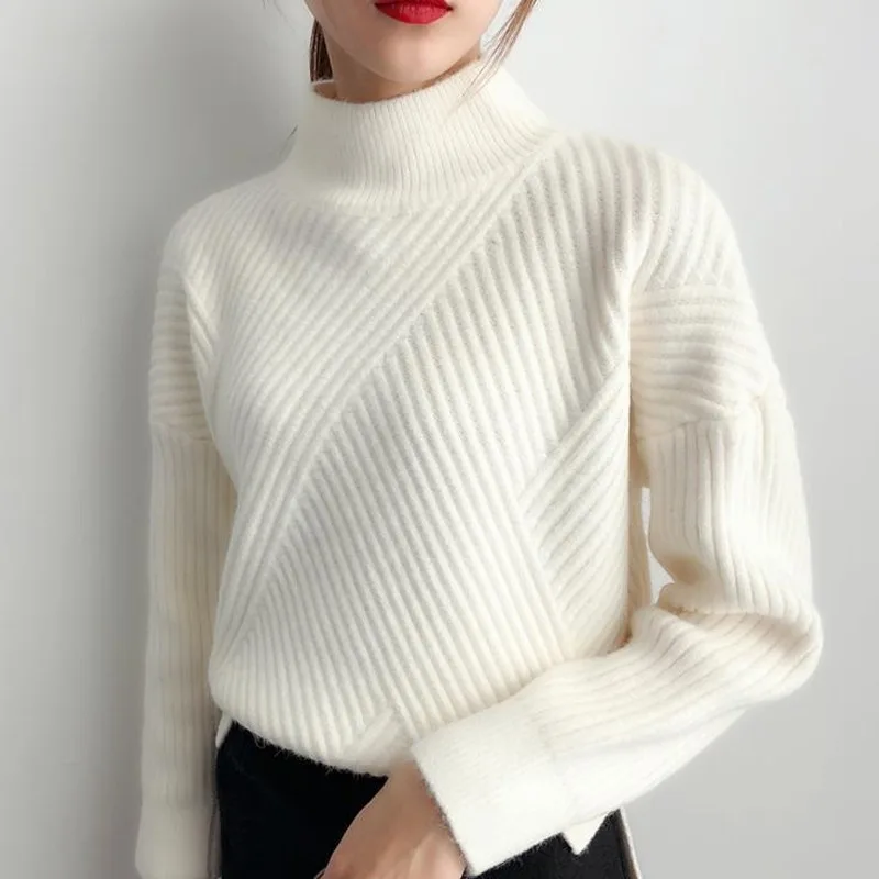 Femme Sweaters 2021 High Quality Women Autumn Winter Sweaters Knitted Female Polluver Turtleneck Knitwear 6 Colors White Yellow
Femme Sweaters 2021 High Quality Women Autumn Winter Sweaters Knitted Female Polluver Turtleneck Knitwear 6 Colors White Yellow