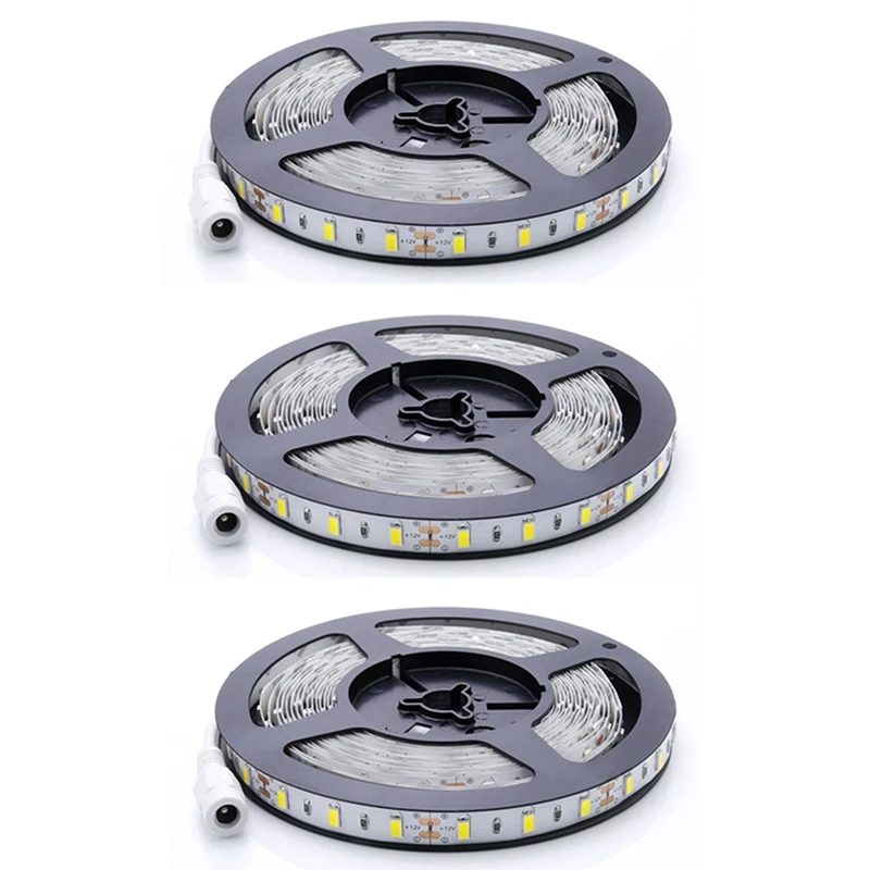 

3X Super Bright 5M 14.4W/Meter SMD 5630 300 Leds IP20 Non-Waterproof Daylight White(6000-6500K) LED Strip Ribbon