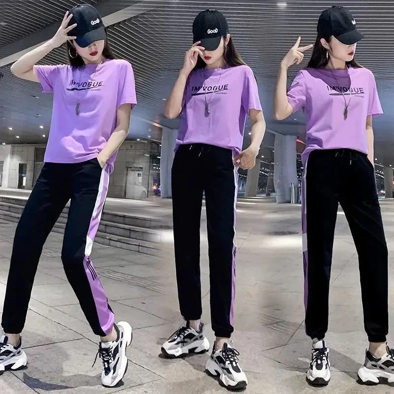 Women's Casual Loose Sports Sets 2022 Summer Fashion Sportswear Two Piece Sets Suit Female Short Sleeve T-shirt And Pants Sets
Women's Casual Loose Sports Sets 2022 Summer Fashion Sportswear Two Piece Sets Suit Female Short Sleeve T-shirt And Pants Sets