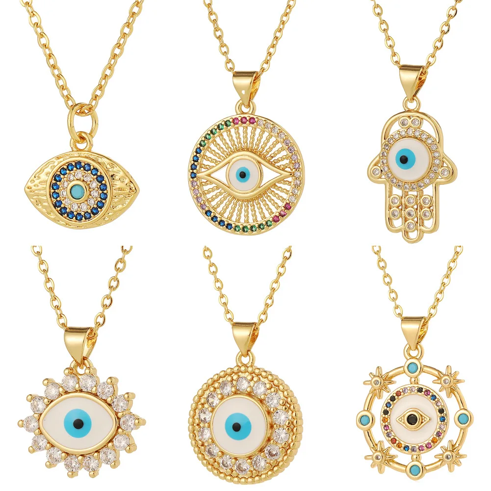 Women's Fashion Jewelry Copper Micro Inlaid Zircon Oil Dropping Devil's Eye Pendant Creative Personality Necklace Holiday Gift 
Women's Fashion Jewelry Copper Micro Inlaid Zircon Oil Dropping Devil's Eye Pendant Creative Personality Necklace Holiday Gift