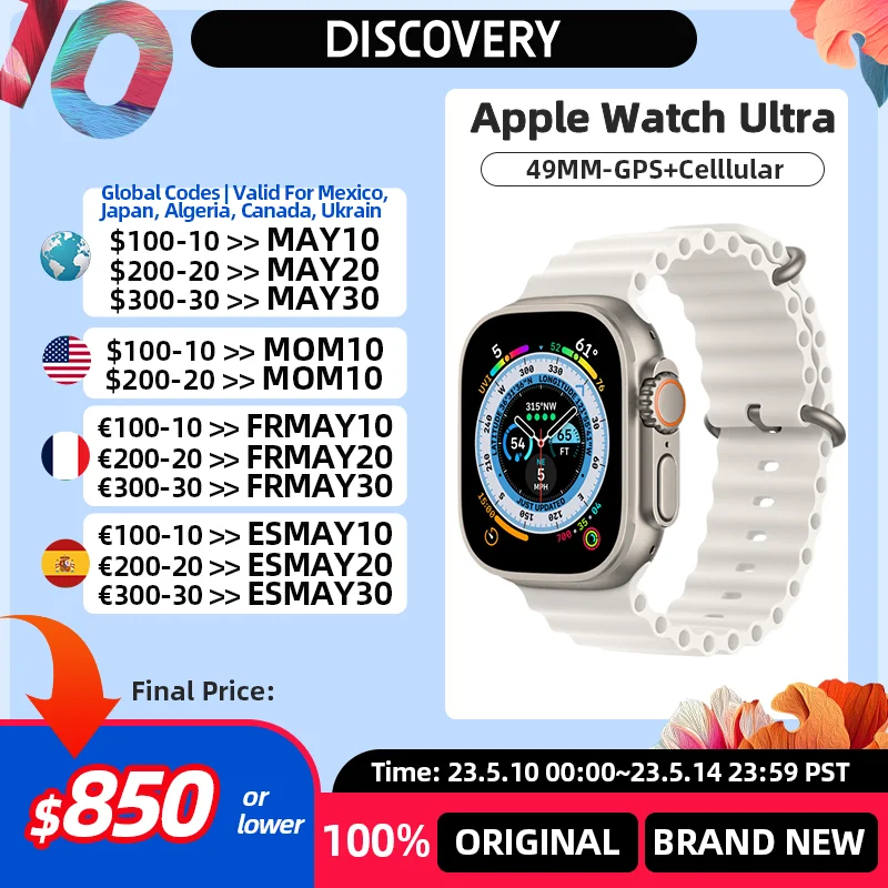 Новинка 2022, Apple Watch Ultra, 49 мм, умные часы, титановая версия с океанским ремешком, водостойкость 100 м, насыщение крови кислородом
Новинка 2022, Apple Watch Ultra, 49 мм, умные часы, титановая версия с океанским ремешком, водостойкость 100 м, насыщение крови кислородом