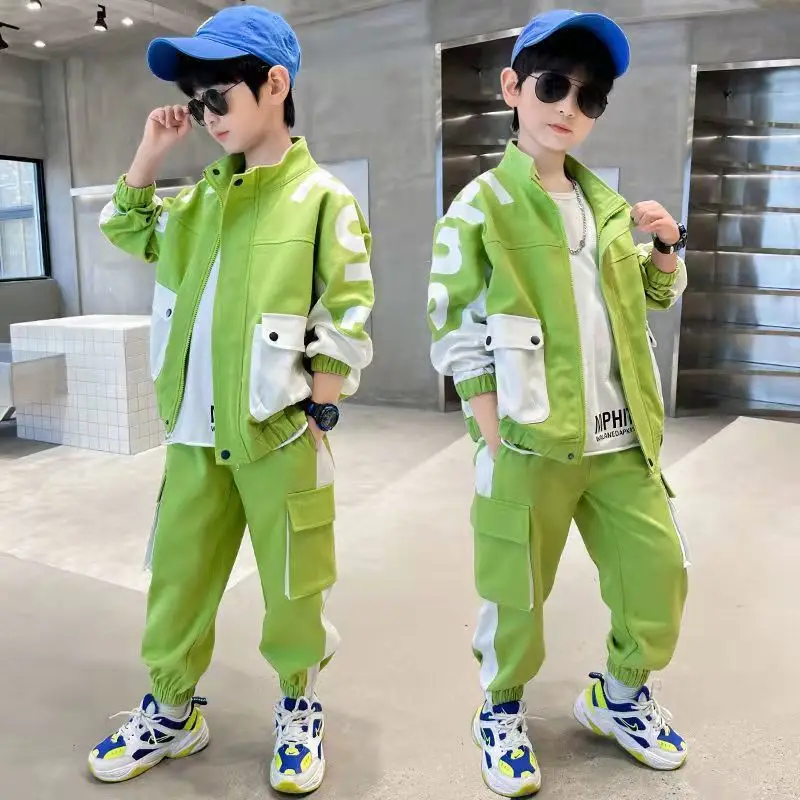 4-10Years Children's Clothing Boy Suit Spring Autumn New Fashion Letter Splicing New big children's sports Sets two-piece suit
4-10Years Children's Clothing Boy Suit Spring Autumn New Fashion Letter Splicing New big children's sports Sets two-piece suit