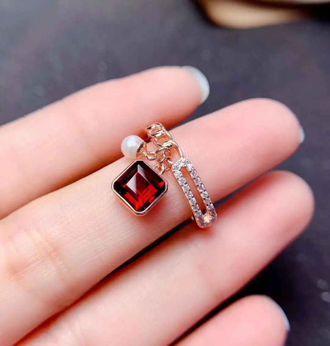 Elegant lovely Tassel chain square Natural red garnet Ring S925 Silver Natural pearl Ring Women girl party gift Ring Jewelry
Elegant lovely Tassel chain square Natural red garnet Ring S925 Silver Natural pearl Ring Women girl party gift Ring Jewelry