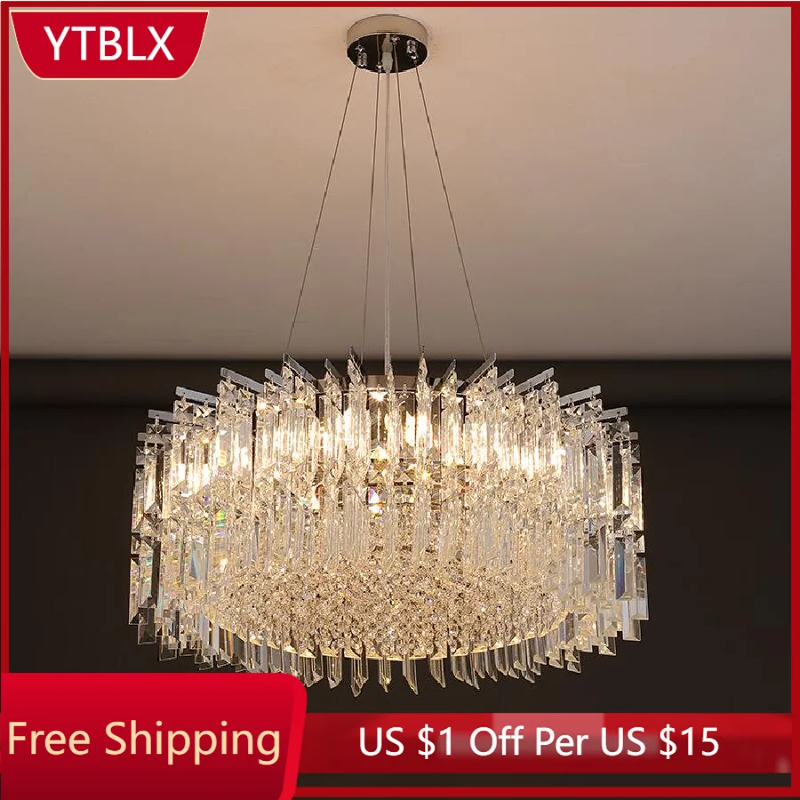 Luxury crystal chandelier living room LED modern villa decorative lighting round island fixture
Luxury crystal chandelier living room LED modern villa decorative lighting round island fixture